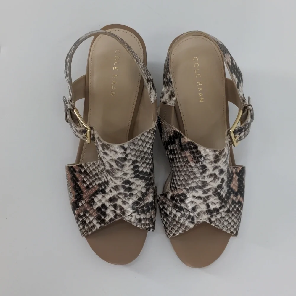 NWT COLE HAAN Snakeskin Leather Wedge Sandals